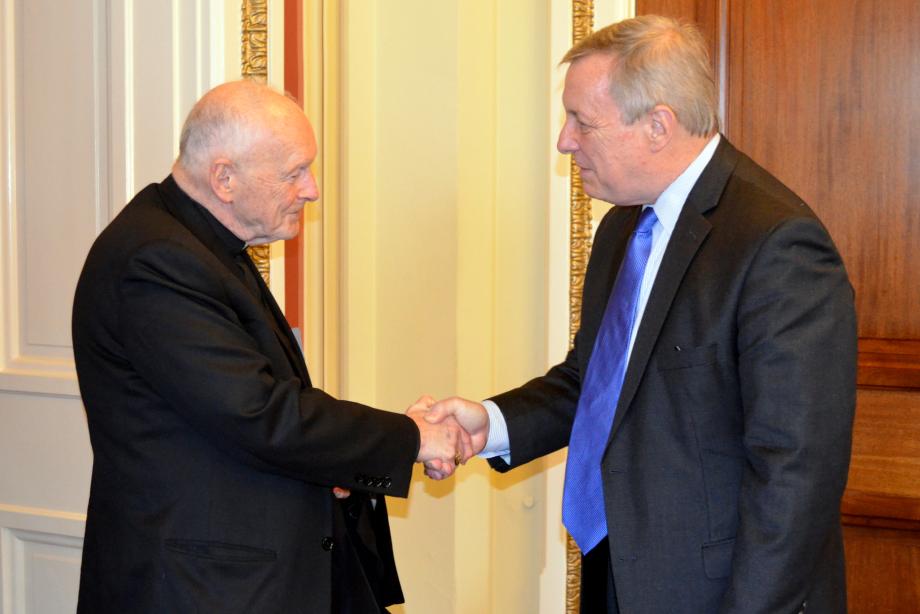 U.S. Senator Dick Durbin (D-IL) met with Cardinal Theodore McCarrick to discuss comprehensive immigration reform.